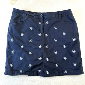 KAREN SCOTT Skort Floral Embroidery Navy Blue Womens 10 Pockets Cotton Sporty - Picture 1 of 10