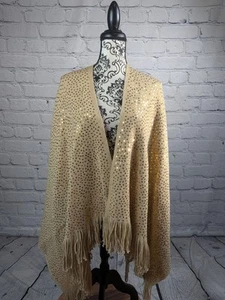 Iman womens fringed beaded stretch knit shawl / cape one size fits most bb05 - Picture 1 of 8