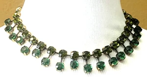 VINTAGE Halskette Choker zwei Farben grüne Steine elegant - Bild 1 von 24