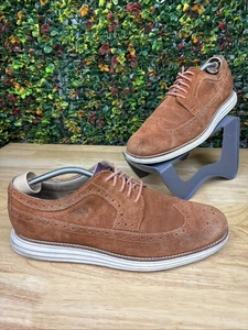 Cole Haan Lunargrand Nubuck Suede Wingtip Oxford Shoes Brown Orange Men’s 11.5 - Picture 1 of 10