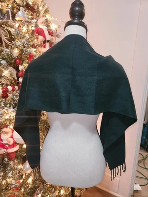 Vintage 100% Cashmere Scarf Made In West Germany Excellent Condition Dark Green - Image 1 of 4