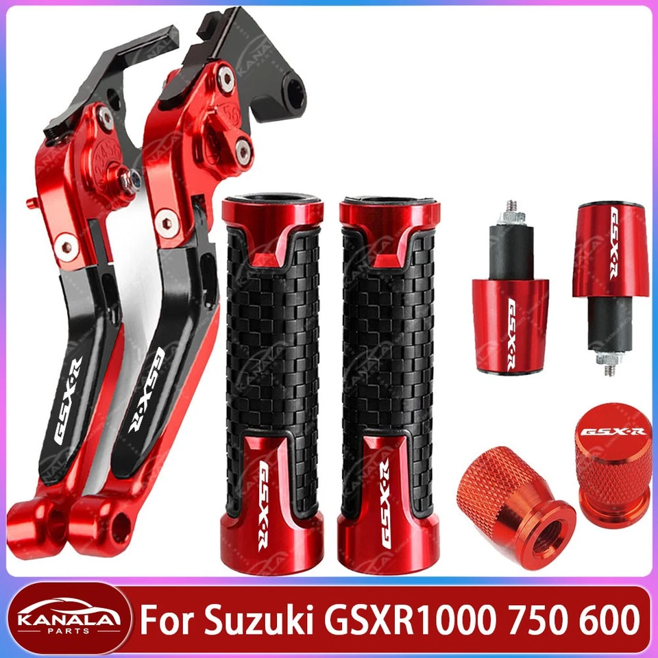 For Suzuki GSXR1000 750 600 CNC Brake Clutch Lever Handle Grips Set Red New - Image 1 of 1