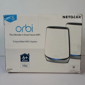NETGEAR Orbi RBK852 RBS850 AX6000 Tri-band Mesh WiFi 6 System - White - Picture 1 of 15