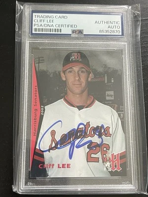 Tribuna Harrisburg Senators 2002 firmada por Cliff Lee novato RC PSA/DNA AUTO CYA Foto 1 de 2