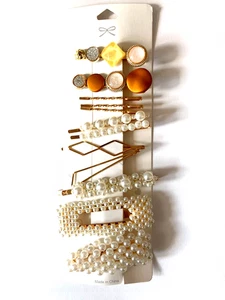 12 Pcs Set Women Hair Clips Rhinestone Scissors Pearls Hairpin Girls Accessories - Picture 1 of 2