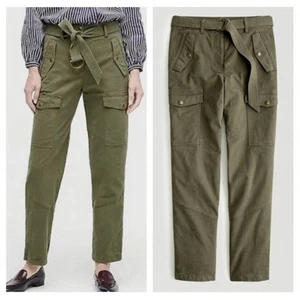 J. Crew Belted Military Cargo Pant Green Size 4 Utility Minimalist Utilitarian - Picture 1 of 6
