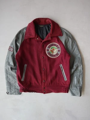 Vintage 80s Renewable Resources Wool Varsity Jacket Grey Maroon Size L - Image 1 of 4