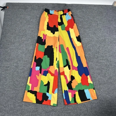 Pantalones New York & Company para mujer pequeños multicolores pierna ancha abstractos elásticos NY&Co Foto 1 de 4