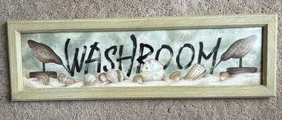 Beach House Wall Art ShoreBird Seashell Framed Washroom Coastal Nautical Decor - Image 1 of 4