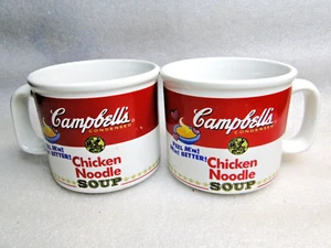 2 Heavy Ceramic CAMPBELL'S CHICKEN NOODLE SOUP MUGS " Feel MM!MM! Better !" - Picture 1 of 8