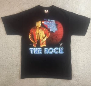 Camiseta De Colección WWF The Rock Para Hombre Negra Mediana 2000 Smack Down Hotel Doble Lado - Imagen 1 de 6