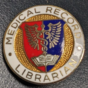 Vintage 1977 Medical Records Librarian - Enamel Lapel Pin - Picture 1 of 2