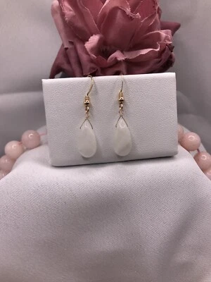Moonstone Earrings - Natural Briolette - 20mm -  14K Gold Filled - Image 1 of 4