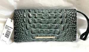 New Brahmin Melbourne Annmarie Clutch Wallet Wristlet OBSIDIAN Green - Picture 1 of 11
