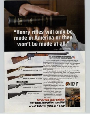 2013 Print Ad Henry Rifles .22 Lever Frontier Magazine 5 Guns Advertisement  - Image 1 of 4