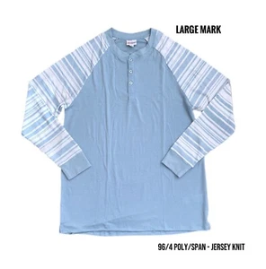 Top grande LuLaRoe MARK Henley azul blanco rayas mangas se adapta a 14/16 - Imagen 1 de 1