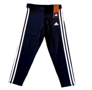 Adidas 3 Stripe Leggings for Girls, Small(7/8) Black 3stripes Retails $40 - Picture 1 of 4