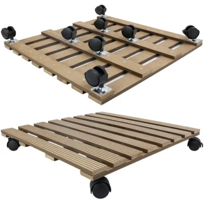 16英寸方形木辊种植器收纳盒果木板条轮植物盆罐 — 第 1/4 张图片