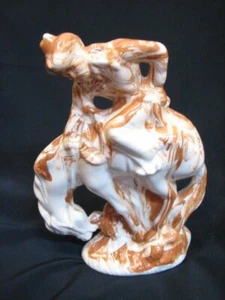 Green Colorado Clay Art Pottery Sculpture Cowboy End of Trail Burlington Horse - Picture 1 of 5