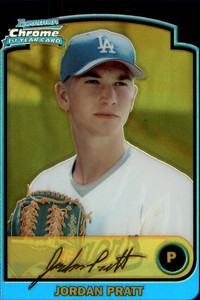 2003 Bowman Chrome Draft Gold Refractors Baseball Card #62 Jordan Pratt/50