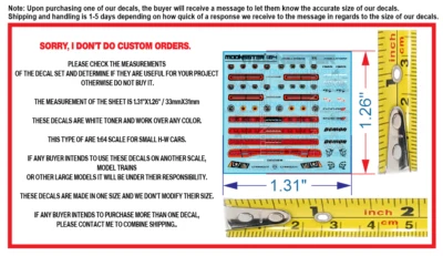 White Toner 1/64 Water Slide Decal Set Dodge Charger Challenger For H-W  1/64 - Image 1 of 4