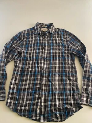 Penguin Gray Blue Plaid LONG SLEEVE SHIRT Small S Classic 15 x 33/34  - Image 1 of 4