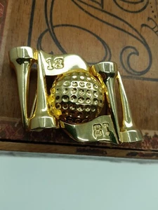 Vtg Douglas Paquette Gold Plated Gold Belt Buckle 18 Holes -Buy3ShipFree - Picture 1 of 5