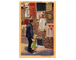 Postal vintage de las últimas noticias de Chinatown, San Francisco California - Imagen 1 de 2