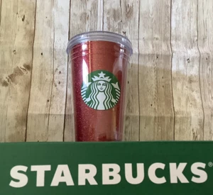 Nuevo vaso Starbucks rojo brillo taza fría con paja. Con etiqueta. 20 oz. - Imagen 1 de 6