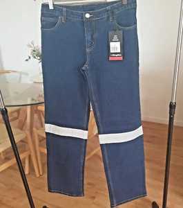 Women's King Gee K4300 Work Jeans Pants Straight Blue Reflective Size 8 NWT - Foto 1 di 22