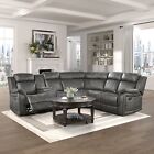 BROWNISH GREY FAUX SUEDE 3 THREE RECLINER SOFA SECTIONAL LIVING ROOM FURNITURE