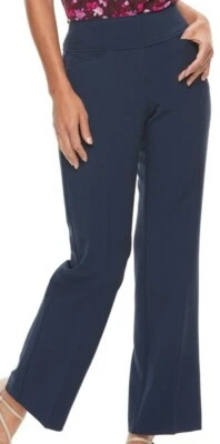 NWT WOMENS ELLE WIDE LEG TROUSER PANTS SIZE 8 LONG NAVY BLUE - Image 1 of 4