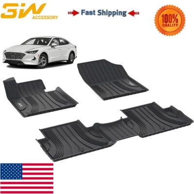 3W Black Floor Mats Liners Replacement for Hyundai Sonata 2020-2023 Kia K5 TPE — 第 1/4 张图片