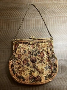 Antica borsa ricamata floreale, dettagli perle e gioielli, chiusura a scatto chiusura a scatto - Foto 1 di 15