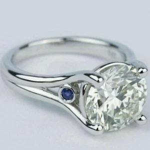 3.25Ct Round Real Moissanite Solitaire Engagement Ring 925 Silver Mothers Day - Picture 1 of 7