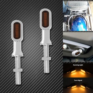 Chrome Motorcycle Bullet LED Turn Signal Running LIght Amber Fit For Harley - Picture 1 of 12