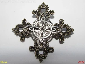 steampunk brooch badge pin silver magic witch's knot charm wiccan pagan celtic - Picture 1 of 3