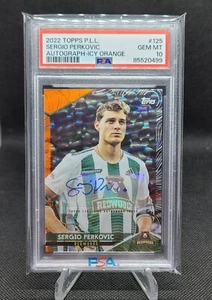 2022 Topps PLL Premier Lacrosse Sergio Perkovic Icy Orange Auto /25 PSA 10 POP 1 - Picture 1 of 4