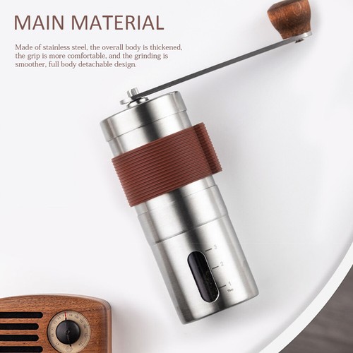 Stainless Steel With Ceramic Burrs Hand Crank Non Slip Manual Coffee