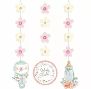 Farmhouse Floral Baby Shower Hanging Cutout 3 Pack 22.5" Paper Shower Decoration - Picture 1 of 2