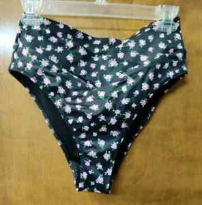 Parte inferior de bikini de natación Victoria Secret ROSA talla grande negro rosa flores - Imagen 1 de 5