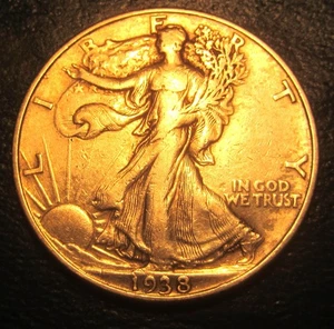 1938-P Walking Liberty Silver Half Dollar - Picture 1 of 2