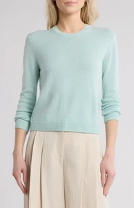 NEW TWP Girl Crew AKA Jill Pale Aqua Cashmere Pullover Sweater Sz XS NWT $595 - Picture 1 of 13