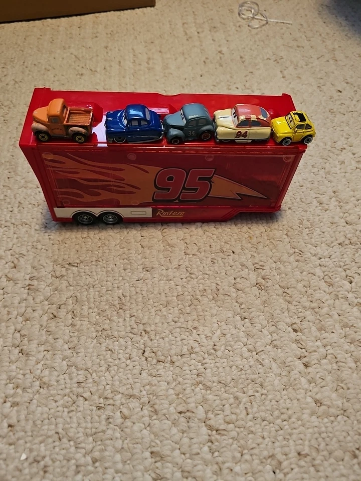 Disney Pixar Cars Mack Hauler Storage Case For Mini Racers 2017 Mattel 5 Cars - Image 1 of 4
