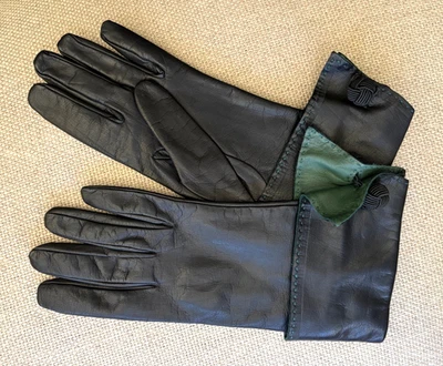 LEATHER Hand-Stitch Made in ITALY Paloma PALOMA PICASSO Gloves w/LEATHER CUFFS - Image 1 of 4