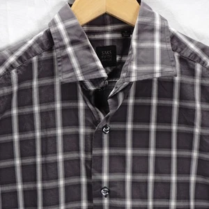 SAKS FIVE AVENUE AVE LANGARM HEMD GRAU WEISS KARIERT LEICHT HERREN GR. M - Bild 1 von 6