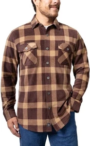 Freedom Foundry leichtes kariertes Plüsch-Fleecehemd für Herren Medium, braun) - Bild 1 von 4