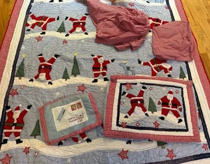 Pottery Barn Kids Twin Size Weihnachten Quilt und Laken Set. Bitte ALLE Fotos ansehen - Bild 1 von 16