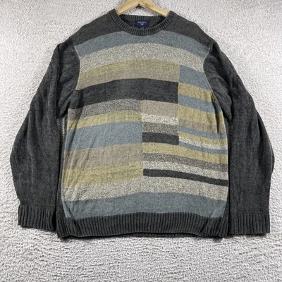 Suéter De Colección Dockers Para Hombres Grande Rayas Gris Verde Retazos Grunge Abuelo Foto 1 de 4