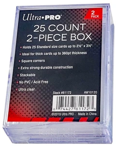 2 Ultra Pro 25 Count Clear Two Piece Card Storage Boxes Case Sports Slider New - Picture 1 of 4